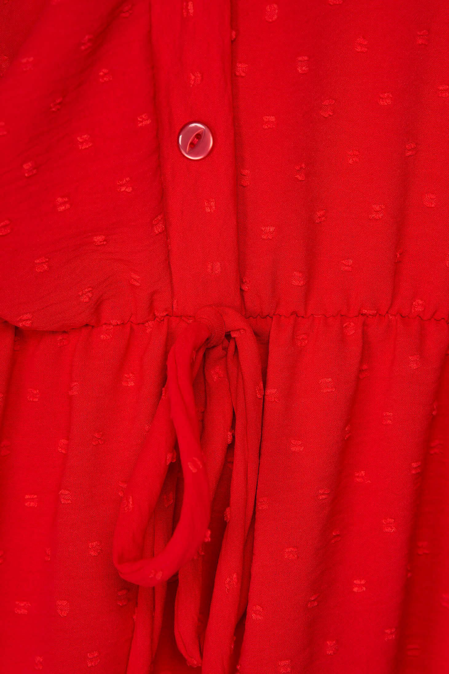 Rochie Lady Pandora rosie scurta in clos cu elastic in talie din voal cu aplicatii din plumeti 4 - StarShinerS.ro