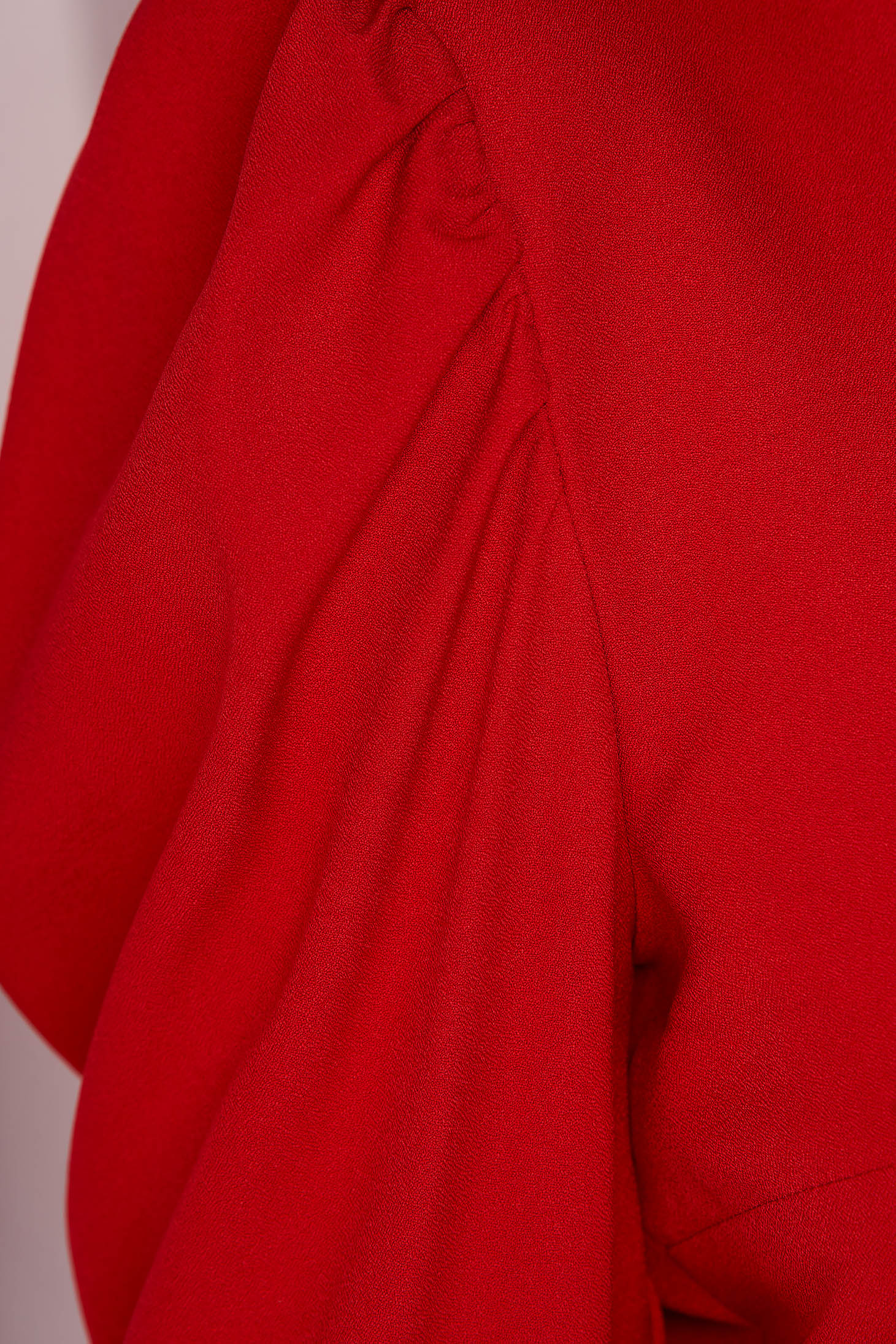 StarShinerS red women`s blouse with puffed sleeves with tented cut slightly elastic fabric office 4 - StarShinerS.com
