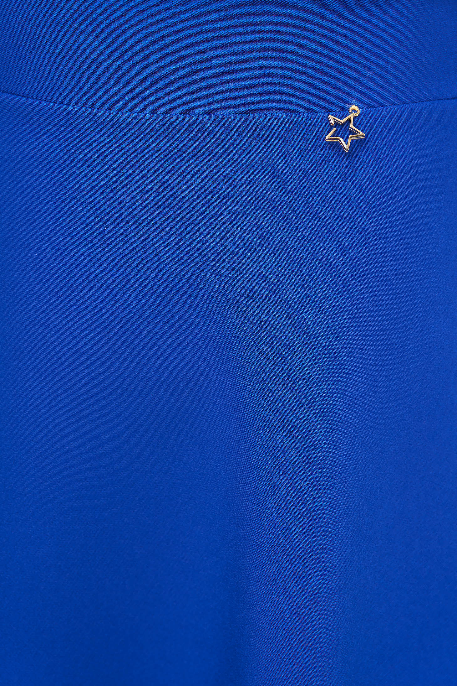 Blue slightly stretchy fabric skirt in flare with pockets - StarShinerS 4 - StarShinerS.com