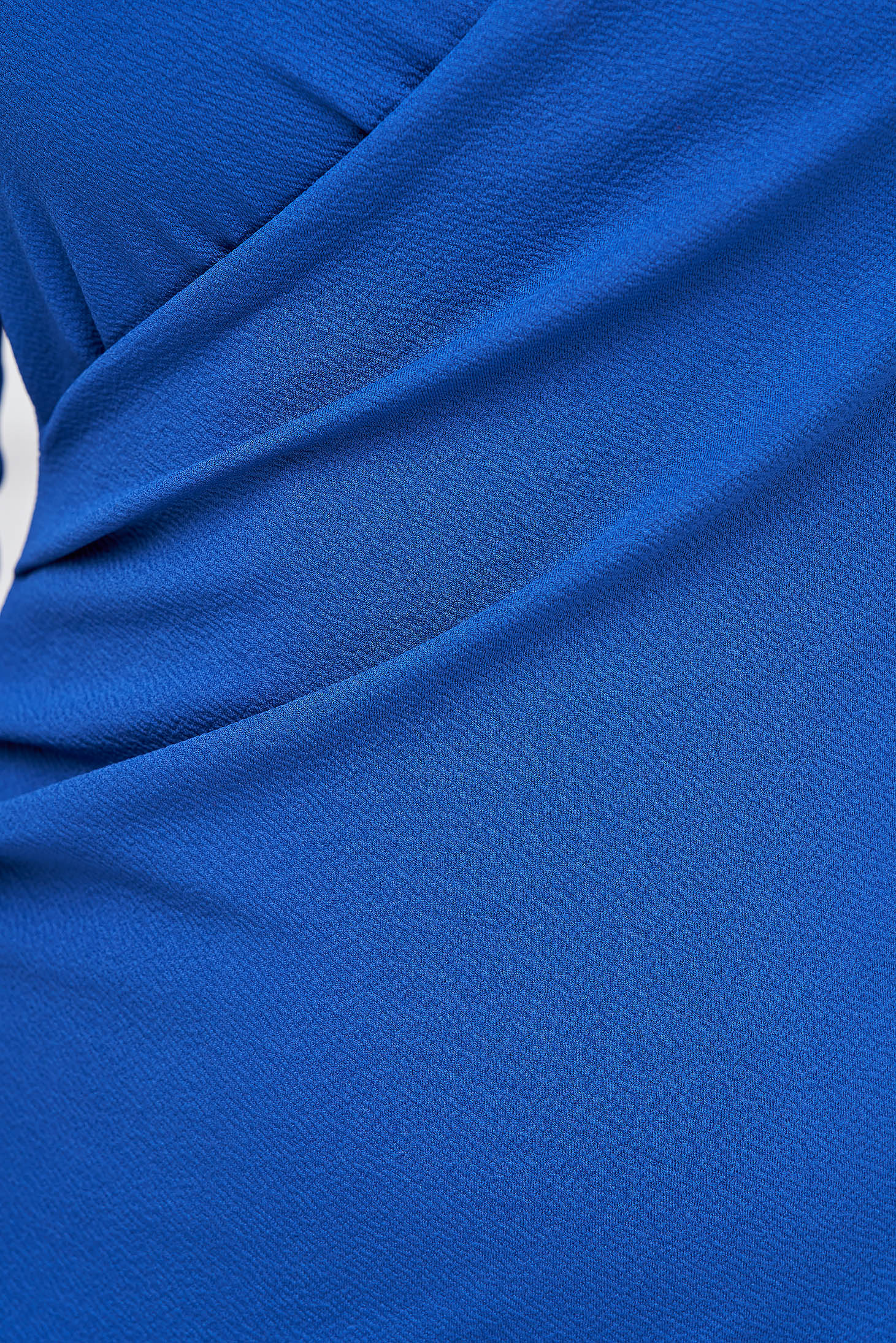Blue textured crepe midi pencil dress with wrap neckline - StarShinerS 6 - StarShinerS.com
