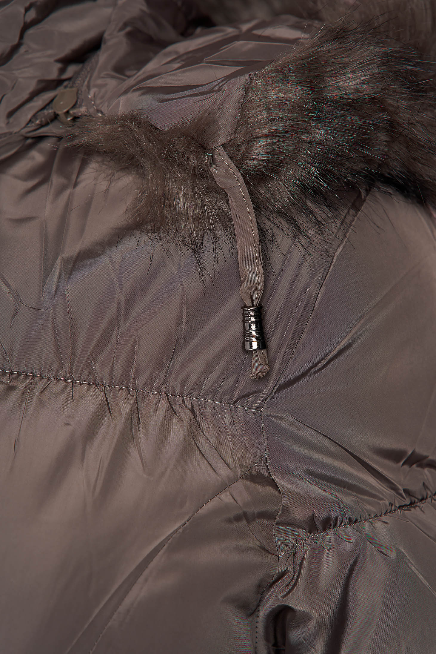 Szürke szűkített füss dzseki, eltávolítható kapucnival és rugalmas övvel 4 - StarShinerS.hu