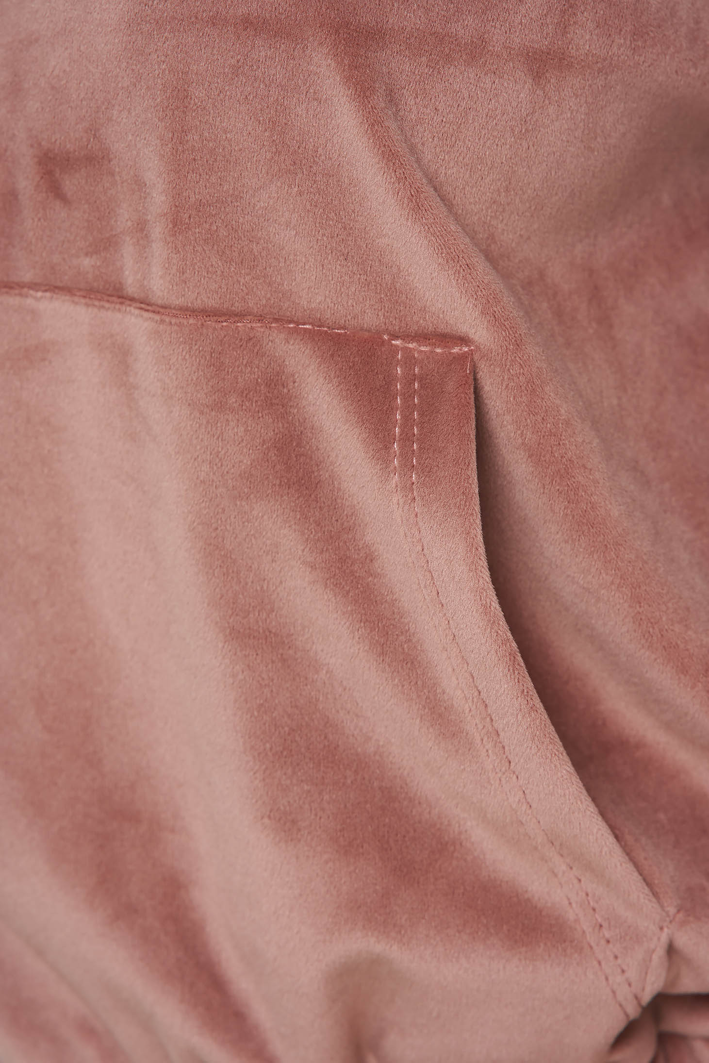 Púder rózsaszínű bő szabású sportos szettek bársonyból kapucnis és zsebes felsővel 4 - StarShinerS.hu