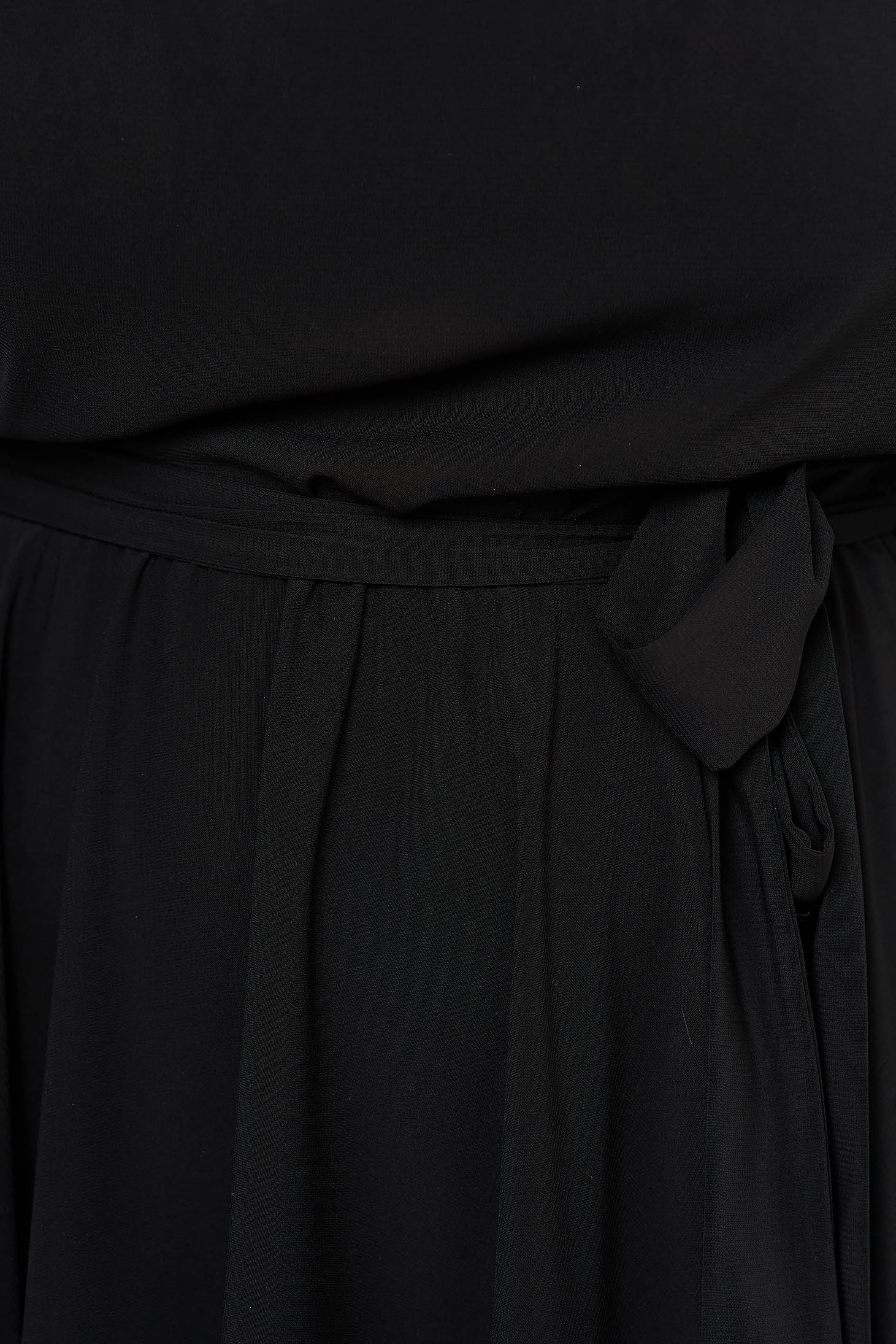 Fekete harang alakú StarShinerS ruha gumirozott derékrésszel, muszlinból 5 - StarShinerS.hu