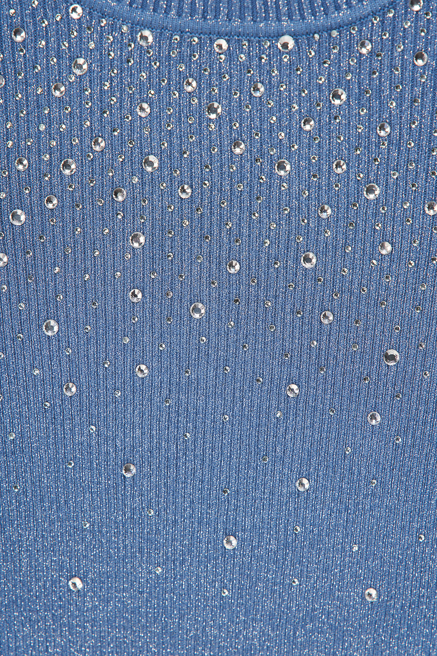 Bluza dama SunShine albastra tricotata mulata cu pietre strass cu fir stralucitor 5 - StarShinerS.ro