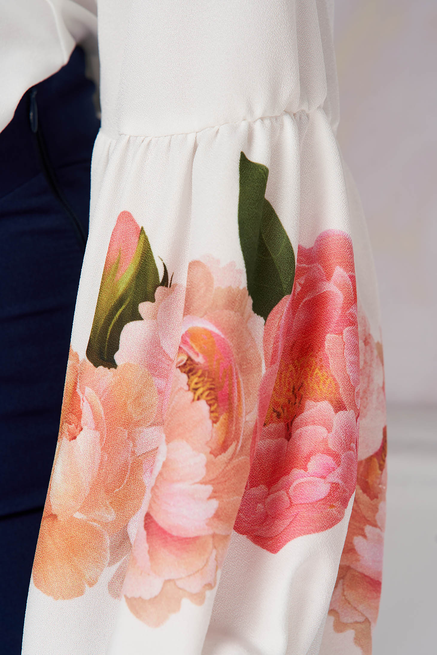 Bluza dama din georgette cu granulatie asimetrica cu imprimeu floral digital - StarShinerS 5 - StarShinerS.ro