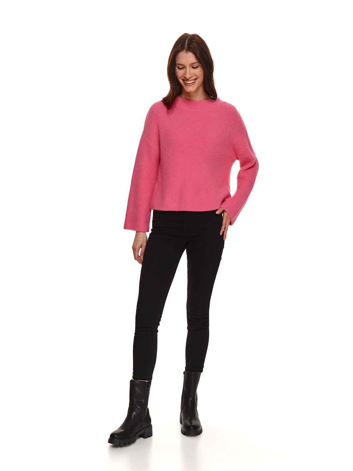 Pink sweater knitted loose fit 2 - StarShinerS.com