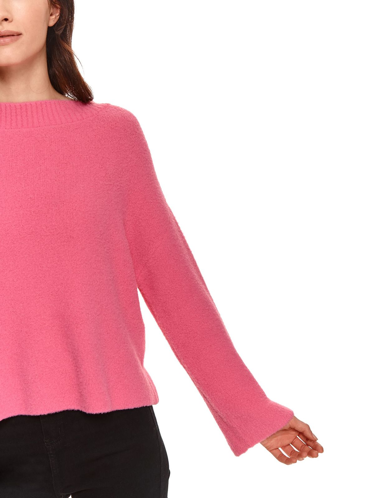Pulover tricotat roz cu croi larg - Top Secret 5 - StarShinerS.ro