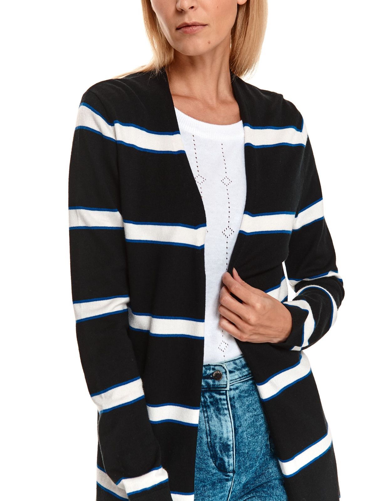 Black cardigan knitted with stripes 5 - StarShinerS.com