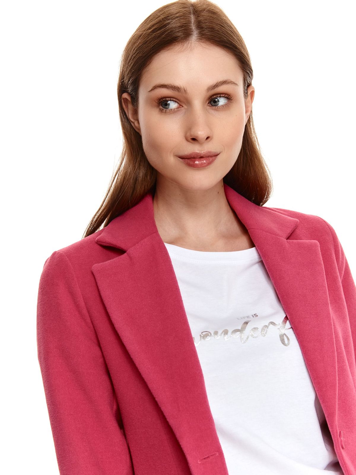 Pink coat elastic cloth tented with inside lining 5 - StarShinerS.com
