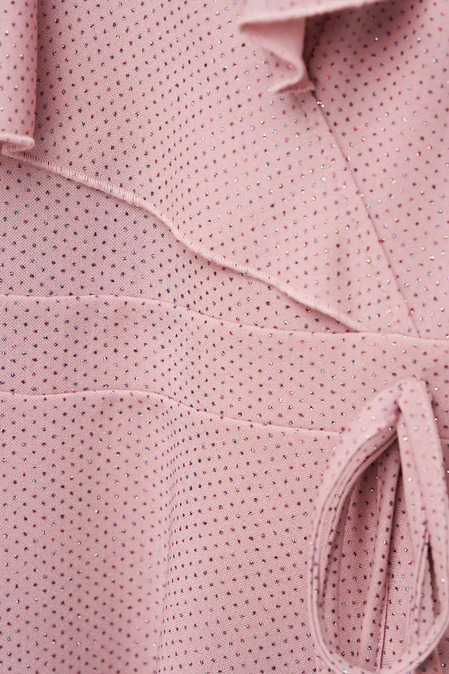 Púder rózsaszínű - StarShinerS ruha harang krepp csillogó díszítések háromnegyedes 5 - StarShinerS.hu