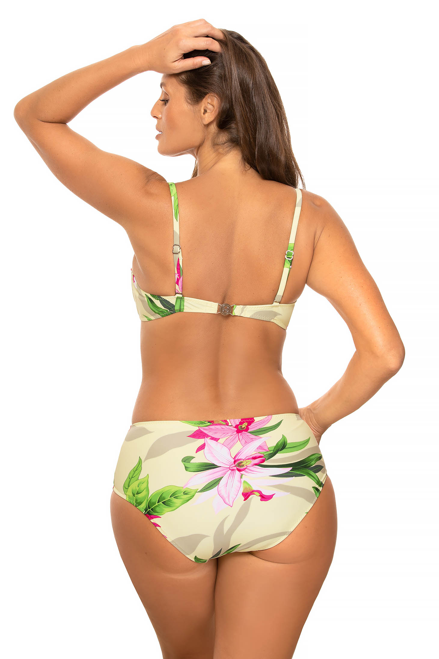 Cream two-piece swimsuit with balconette bra and regular bottoms 3 - StarShinerS.com
