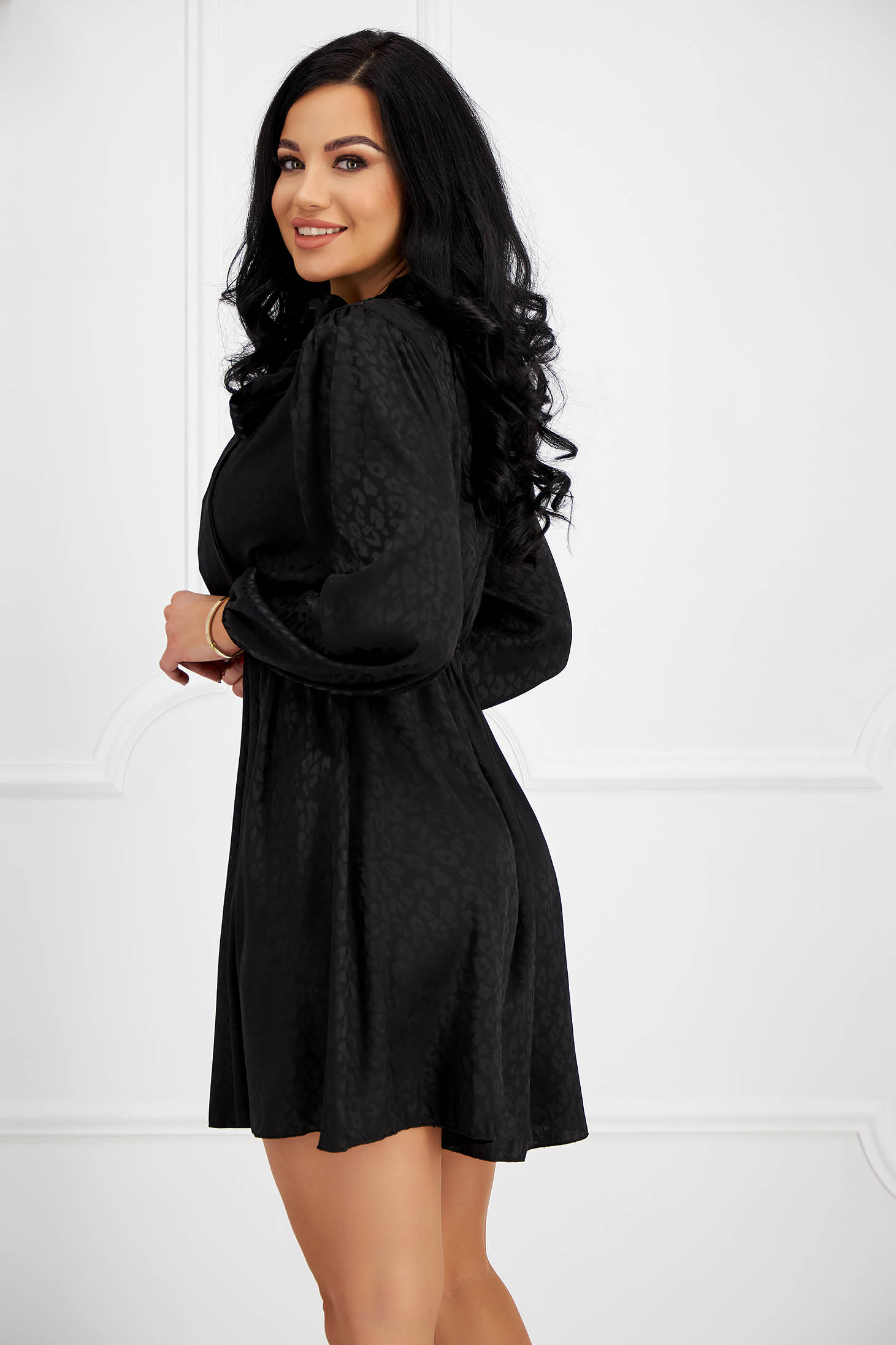 Black dress thin fabric cloche with elastic waist 3 - StarShinerS.com