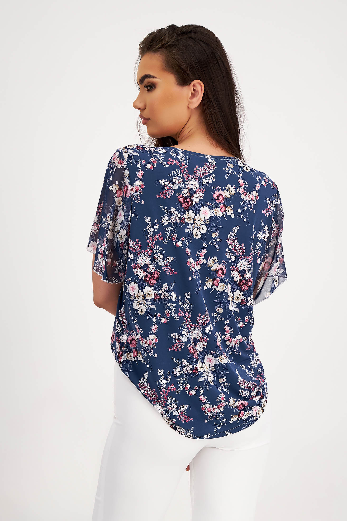 Bluza dama din lycra cu croi larg si volanase pe linia decolteului 2 - StarShinerS.ro