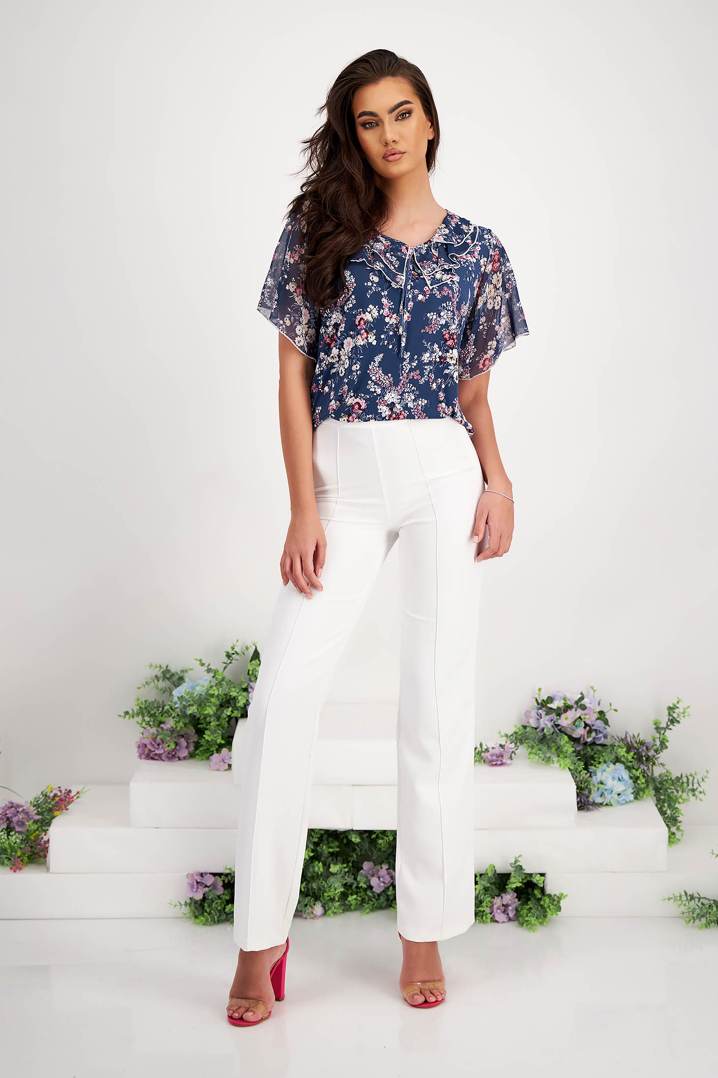 Bluza dama din lycra cu croi larg si volanase pe linia decolteului 3 - StarShinerS.ro